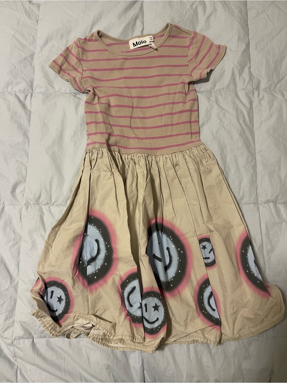 Molo Beige and Pink Striped Ribbed Top